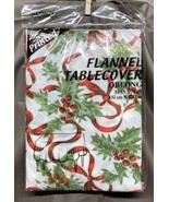 Christmas Holly Plastic Flannel Tablecover 52” X 70” - $2.49