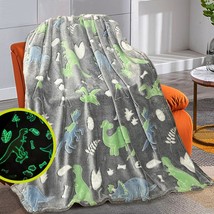 Glow In The Dark Throw Blanket For Boys, Dinosaur Super Soft Flannel Bla... - $33.99