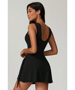 Black Sleeveless Knot Skirt Hem Sports Romper - $27.28 CAD