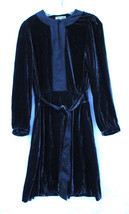 JIGSAW Iridescent Viscose Silk Indigo Blue Velvet Midi Dress Womens US 8 UK 12 - £36.45 GBP