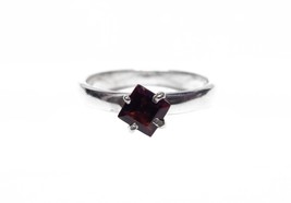 Tiny Garnet Ring Square Garnet Stacking Ring Minimalist 0.5 Ct Ring - £23.87 GBP