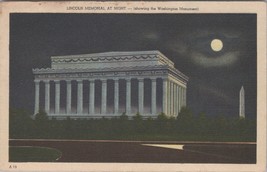 ZAYIX Postcard Lincoln Memorial at Night Washington DC Monument 090222PC20 - £3.92 GBP