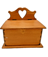 Recipe Box Wood Estate Lid Heart Dovetail Joints Vintage Wooden - £18.06 GBP