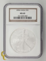 2006 Silver 1 oz American Eagle $1 NGC Graded MS69 - £56.67 GBP