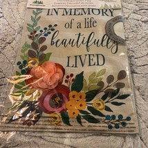 Evergreen Flag In Memory of a Life Beautifully Lived Garden Burlap Flag  - $16.83
