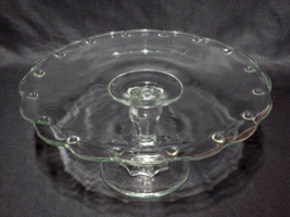 Vintage Indiana Glass 10.75&quot; Cake Stand Teardrop Pattern Pedestal Plate Footed - £13.72 GBP