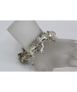 Sterling Silver 925 Good Luck Leaping Frog Link Toggle Clasp Bracelet 6&quot;... - $320.27 CAD