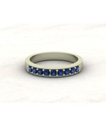 Sapphire Gemstone Half Eternity Women Band, 925 Sterling Silver Ring Jew... - $68.58 CAD