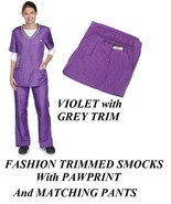 PURPLE Contrast Trim SMOCK PANTS GROOMER Grooming Hair,Water&amp;Stain Resis... - $577.73 MXN+