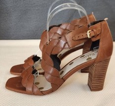 Boden Rosalie Braided Strap Heeled Sandal Womens 40 US 9.5 Tan Genuine Leather  - £23.08 GBP