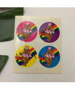 Vintage Lisa Frank Dancing Rainbow Teddy Bears Sticker Sheet 80s Small - £12.58 GBP