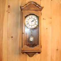 Vintage Howard Miller Triple Chime Solid Oak Wall Clock  ~ Serviced &amp; Running ~ - £270.15 GBP