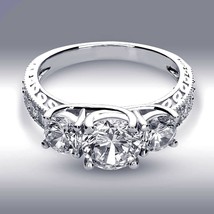 Classic 2.65Ct Three Stone Engagement Ring White Gold Plated Simulated Simulated - £73.54 GBP