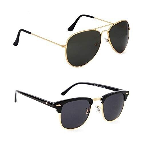 Combo de gafas de sol aviador y rectangulares para hombre y mujer (negro... - $7.67