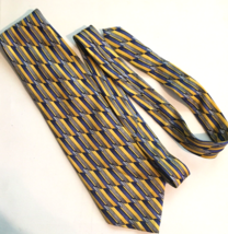 Keith Daniels neck tie 100% silk yellow &amp; blue 60 in long - $13.12
