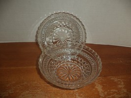 2 Anchor Hocking Pressed Glass Multi Patterned Round Bowl - £23.54 GBP