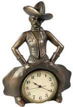 Clock AMERICAN WEST Lodge Bowlegged Cowboy Sheriff Resin Quartz Movement - £179.33 GBP