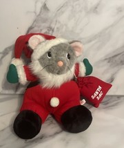 Vintage Christmas JC Penney Santa Mouse Plush with Santa Sac 14” Sitting... - $19.79