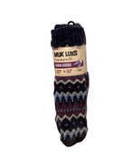 Muk Luks Socks S/M Purple Blue Tan Cabin 2 PACK ~NEW Non-skid Grippers - $17.95 CAD