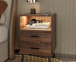 Lvsomt Nightstand With Charging Station And Usb Ports, Rustic Brown Bedside - $168.99