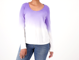 Candace Cameron Bure The Ocean Dipped Long-Sleeve Tee Top- Ultra Violet, Small - £20.13 GBP