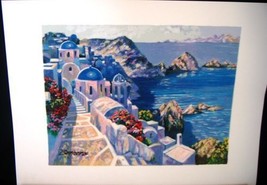 Howard Behrens &quot;Santorini Afternoon&quot; Signed/# Serigraph Aegean Sea Greece island - £177.83 GBP