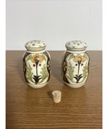 Vintage Nippon Hand-painted Salt Pepper Shakers Raised Gold Dots Floral - $21.55