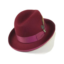 Men Bruno Capelo Dress Hat Australian Wool Homburg Godfather GF104 Burgundy image 2
