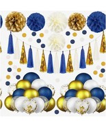 Navy Gold Celebration Kit: 74-Piece Graduation Party Decor with Tissue P... - €45,25 EUR