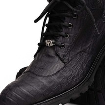 LEONI Genuine Caiman Belly Boot Oil Black image 3