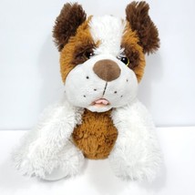 Brown White Puppy Dog Plush Stuffed Animal 9" Tongue Gold Glitter Eyes Kellytoy - £18.12 GBP