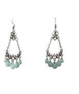 Boho Turquoise Silver Tone Dangle Earrings Southwest Womens Costume Jewelry - $24.75