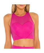 Adam Selman Sport Carbon38 Pink Sheer Heart Sports Bra Crop Top NWT size... - $95.00