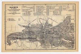 1897 Original Antique City Map Of Barmen (Wuppertal) Germany - £15.29 GBP