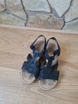 Rieker Black Slingback Stoned Wedge Sandals For Women Size 39 Eur/6uk Express... - £23.38 GBP