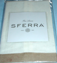 Sferra FILO Linen Fingertip Guest Towels White/Stone Border 14x20" Set o... - $34.50