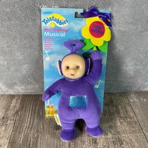 1999 Eden TELETUBBIES Tinky Winky 9 1/2&quot; Cuddly Plush with Flower Crib S... - $14.24