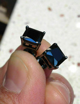2 Ct Princess Cut Simulated Black Diamond Stud Earrings In 14K Black Gol... - $13.49