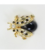Ladybug Brooch Black and Clear Crystal Black Acrylic Body  1&quot; W x 1.2&quot; H - $18.74 CAD