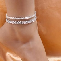 Summer Anklet Set For Women Bracelet Boho Sandals Leg Beach Accessories Lozenge - £11.14 GBP