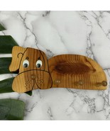 Vintage Hand Made Wood Dog Wall Hook Pegs Decor Carved Puppy Googly Eyes - €21,56 EUR