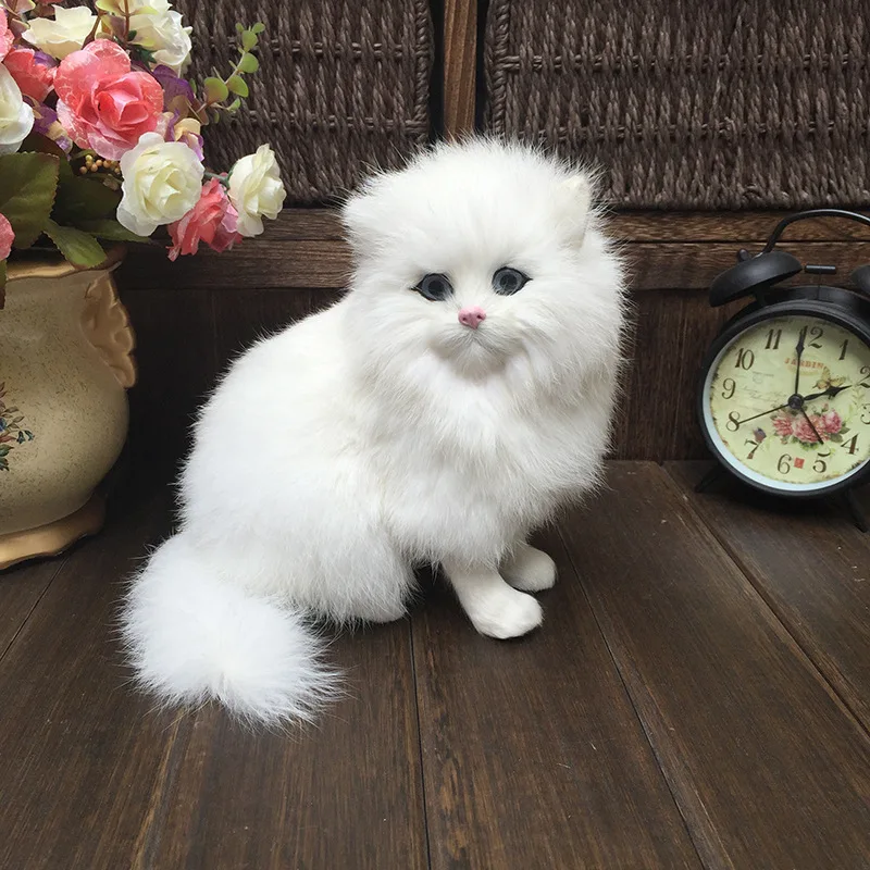 1Pc Simulation Persian Cat Toy Animal Model Cute Persian Cat Realistic Plush Toy - £9.55 GBP