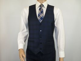 Men Suit BERLUSCONI Turkey 100% Italian Wool Super 180's 3pc Vested #Ber24 Navy image 8