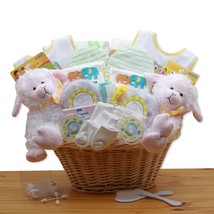 Double Delight Twins New Baby Gift Basket - Yellow   - £99.83 GBP