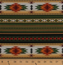Southwestern Stripes Aztec Tucson Green Cotton Fabric Print by Yard D366.29 - £9.42 GBP