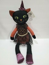 Halloween Witch Black Cat Doll Shelf Sitter Decor 25&quot; - £27.93 GBP
