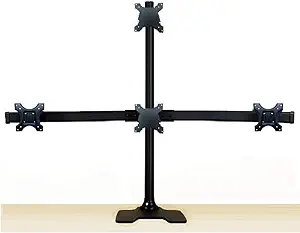 Ezm Deluxe Pyramid Quad Monitor Mount Stand Free Standing With Grommet M... - $222.99