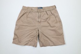 Vintage 90s Ralph Lauren Mens Size 34 Faded Pleated Cotton Chino Shorts Beige - £31.23 GBP