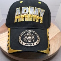 United States Army Hat Adjustable Black &amp; Yellow Cap Eagle Crest Brand New - $14.52