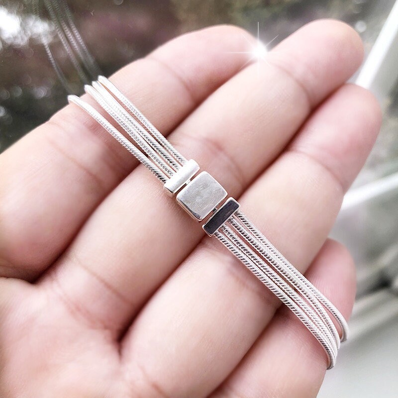 Reflexions Bracelet , 925 Sterling Silver Multi-Snake Chain Bracelet